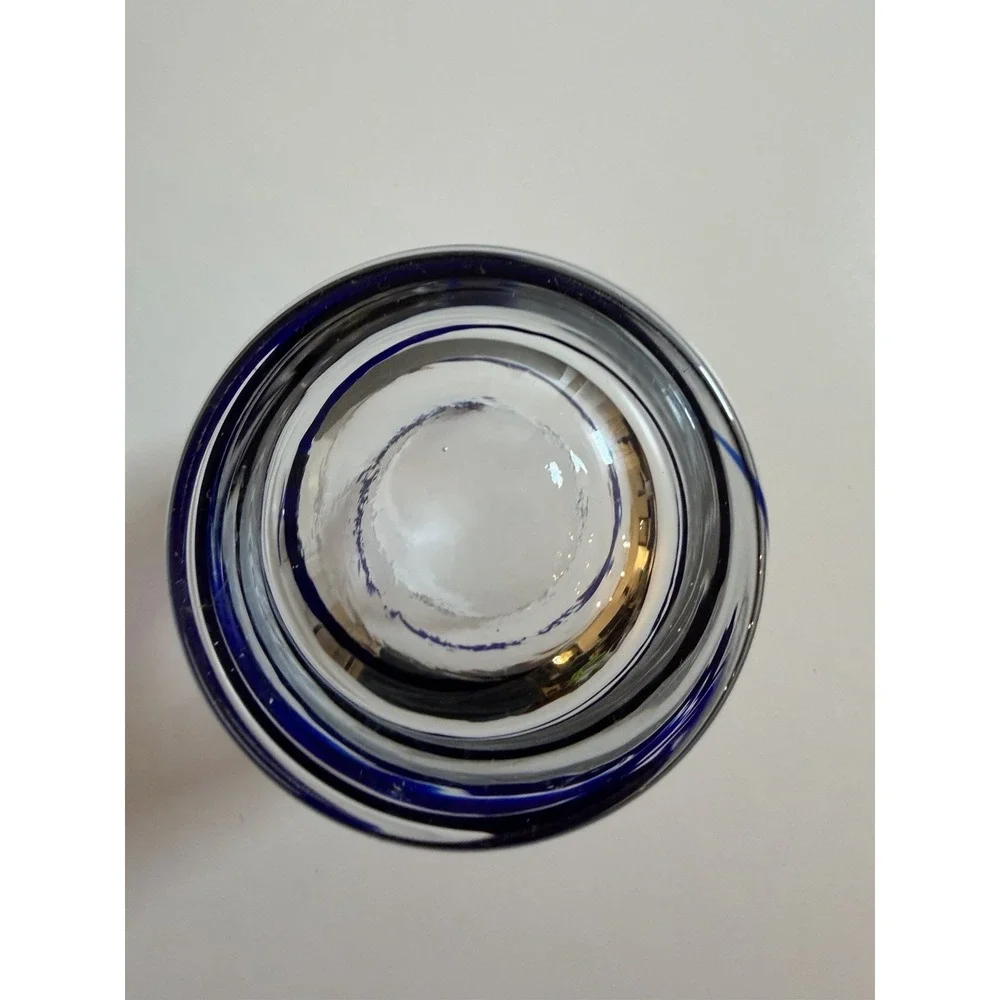 Pier 1 Swirline Cobalt Blue Double Old Fashioned Glass Blue Swirl 4